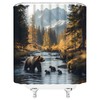 Forest Bear Shower Curtain Rustic Cabin Wildlife Misty Mountains Pine