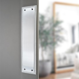 Infinity Decor Georgian Style Satin Chrome Finger Push Plate 290 x 67mm - Solid Brass Door Push Plate Ideal for Internal or External Door Gates