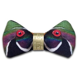 The Wood Duck Bow Tie - Inspired by the Coastal Outdoors - Band Color/Style: Stamped Brass