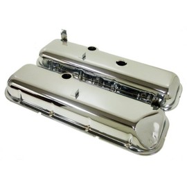 1965-72 Compatible/Replacement for Chevy Big Block 396-427-454 Short OEM Style (Recessed Corner) Steel Valve Covers - Chrome
