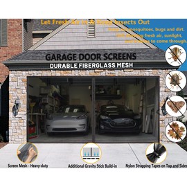 Garage Door Screen for 2 Car Garage 16x7FT, Magnetic Screen Door 16x7 FT Garage/Patio/Porch/Balcony with Retractable Fiberglass Mesh & Heavy Duty Weighted Bottom, Hands Free Easy Assembly & Pass