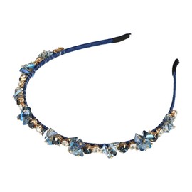 VOCOSTE Bling Rhinestone Headband Unspecified Shapes Blue Rhinestone Headband for Women 4.92"x0.59"