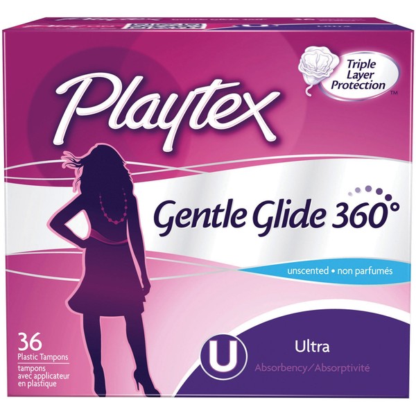 Playtex Gentle Glide Tampons Unscented Ultra Absorbency 36 Count (Pack of 6)