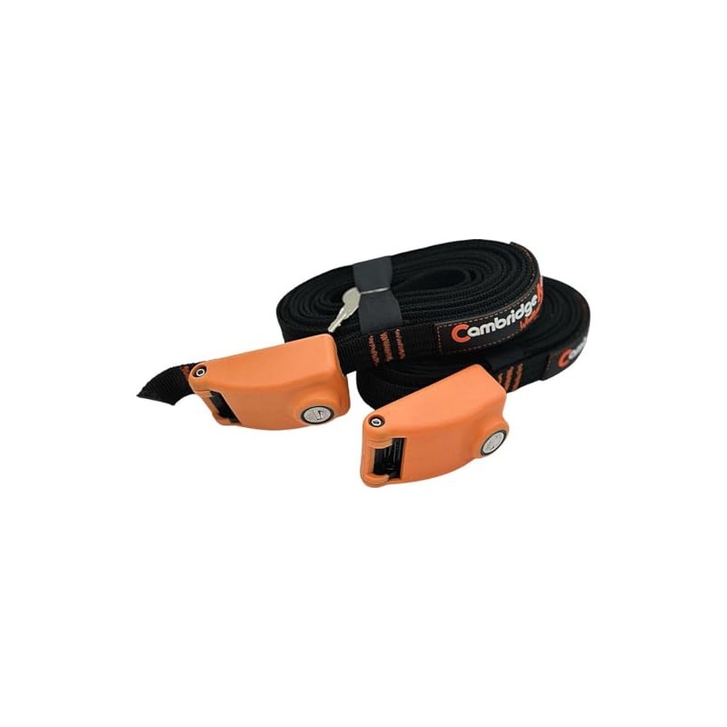 Cambridge Kayaks LOCKABLE Camlock Straps, 4m, Heavy Duty, PAIR