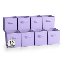 Sorbus 13 Inch Storage Bins - Sturdy Collapsible Fabric Storage Cubes with Handle - 8 Foldable Baskets for Organizing Clothes, Toys, Books - Storage Baskets for Shelves, Closets