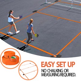 SportzPals Portable Pickleball Court Lines for Outdoor & Indoor, No Measurement Required Pickleball Court Marker Kit, Easy Setup & Durable Design
