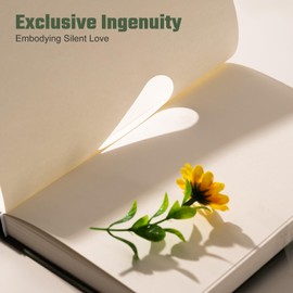 Ovesmusl Sunflower Girls Diary Leather Journals for Women Writing 100GSM Diary Gift for Girls Ages 8-12 Flower Journal with Heart-shaped Shadow No Ink Bleeding, 5.7" x 8.3", Green