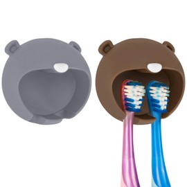 Linkidea 2 Pack Wall Mounted Electric Toothbrush Holder, 2 Slots Self Adhesive Power Toothbrush Hanger for Toddler, Compatible with Spinbrush Electric Toothbrush, Oral-B Kids Battery Toothbrush