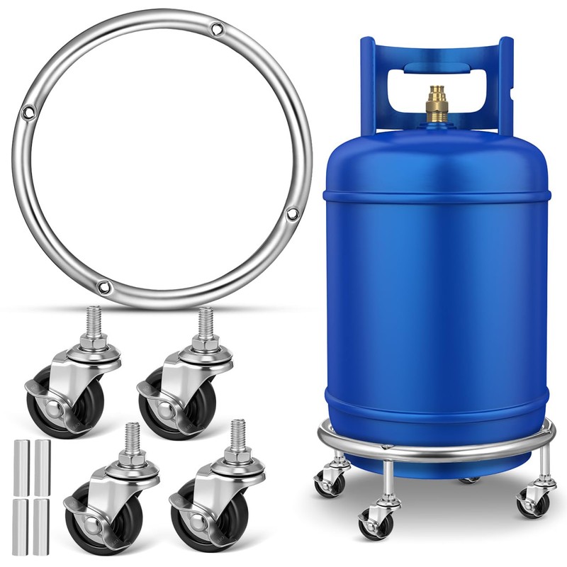 Luxshiny Movable Propane Cylinder Base, Propane Tank Stand with Wheels