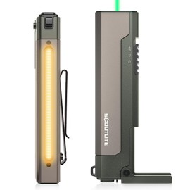 SCOUTLITE Vario GB 2000 EDC Flashlight with White and Warm LED Combo, 2000 Lumens Compact Magnetic Flat Pocket Lights, Triple Sources for Ourdoor Camping Inspection Emergency Work - Olive Green
