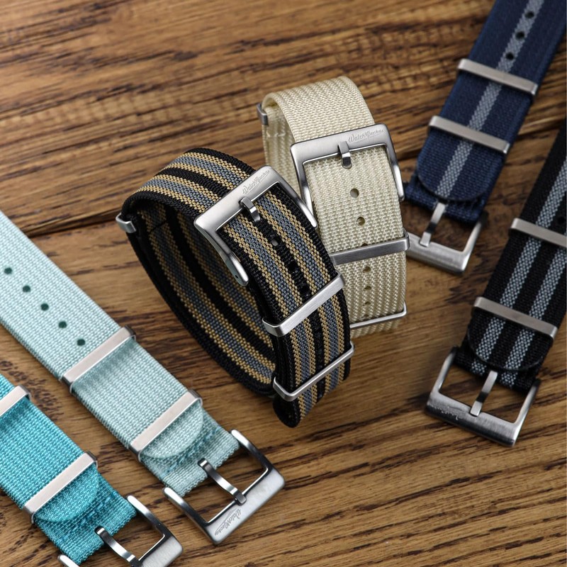 WatchGecko Ridge Military Nylon Watch Strap. Orange 20mm. Rugged, Quick-Drying