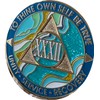 32 Year AA Medallion Elegant Marble Caribbean Aqua Glitter Gold