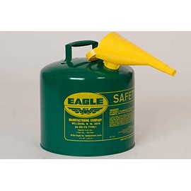 Safety Cans - 5 Gallon Green Type I Safety Can with F-15 Funnel - SAFETY-EG-UI-50-FSG