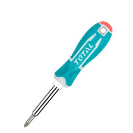 TOTAL - 6 in 1 Chrome Vanadium Steel Screwdriver Set | Ergonomic Handle | Multi Bit Insert for Interior Door Mailboxes, Door Knobs | Chrome Steel