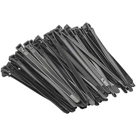 AGT Reusable Cable Ties: Set of 100 Resealable Cable Ties, Black, 150 x 7.6 mm (Releasable Cable Ties, Ratchet Ties, Cable Organiser)