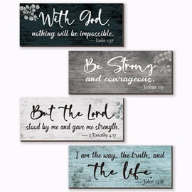 ZONWUTHY 4 Pieces Motivational Religious Decor For Home Bible Verses Wall Decor Inspirational Wooden Christian Signs Rustic Farmhouse Prayer Decor for Living Room Office Bedroom Bathroom(Fresh,10x4")