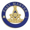 Past Master Round Masonic Auto Emblem - [Gold & Blue][3''