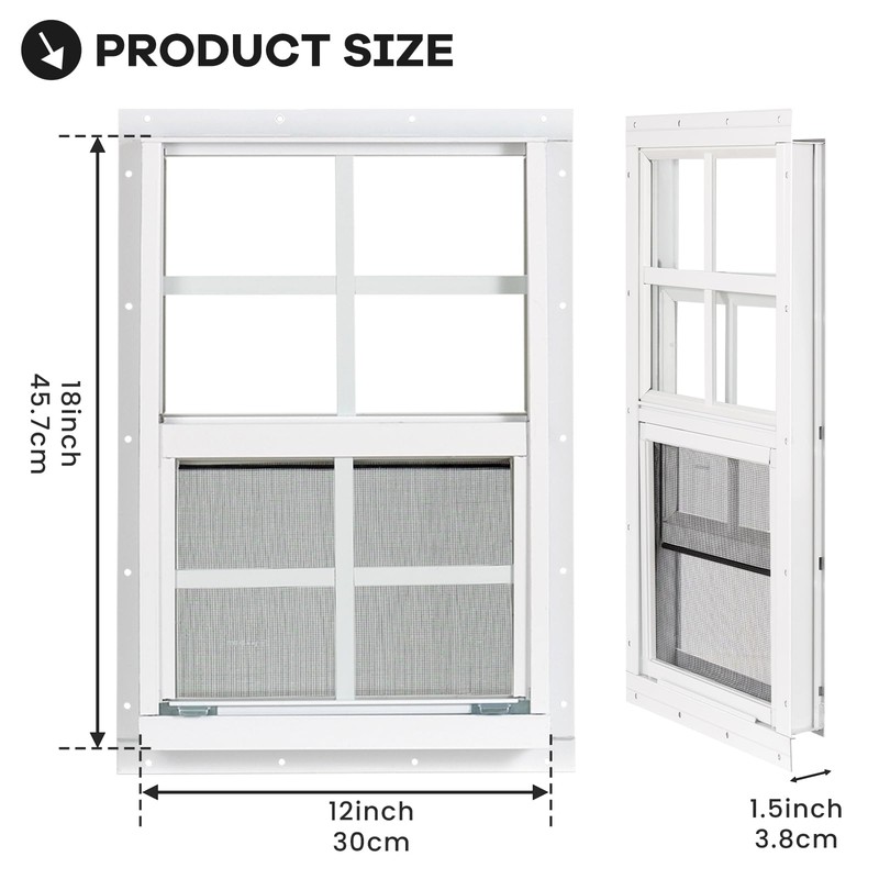 NOTASA Shed Windows 2 Pack, Chicken Coop Windows 12" x