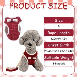 1 Pcs Anti-Zug-Leine, reflektierendes Step-In Welpengeschirr, gepolsterte Weste, weiches Mesh, für kleine Hunde, Katzen und kleine Hunde von 3–6 kg, mit 120 cm verstellbarer Leine, Rot, S
