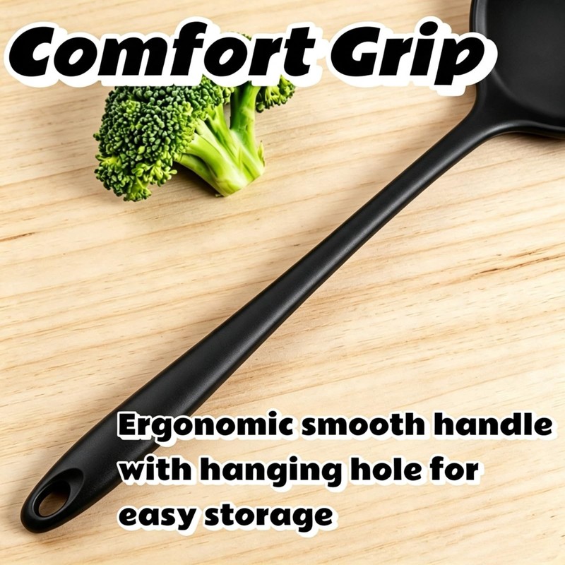 Silicone Spatula, Solid & Slotted Turner High Heat Resistant, BPA-Free,