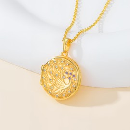 MEIDERBO 925 Sterling Silver Peacock Locket Necklace That Holds Pictures Pendant Jewelry Birthday Christmas Gifts for Women