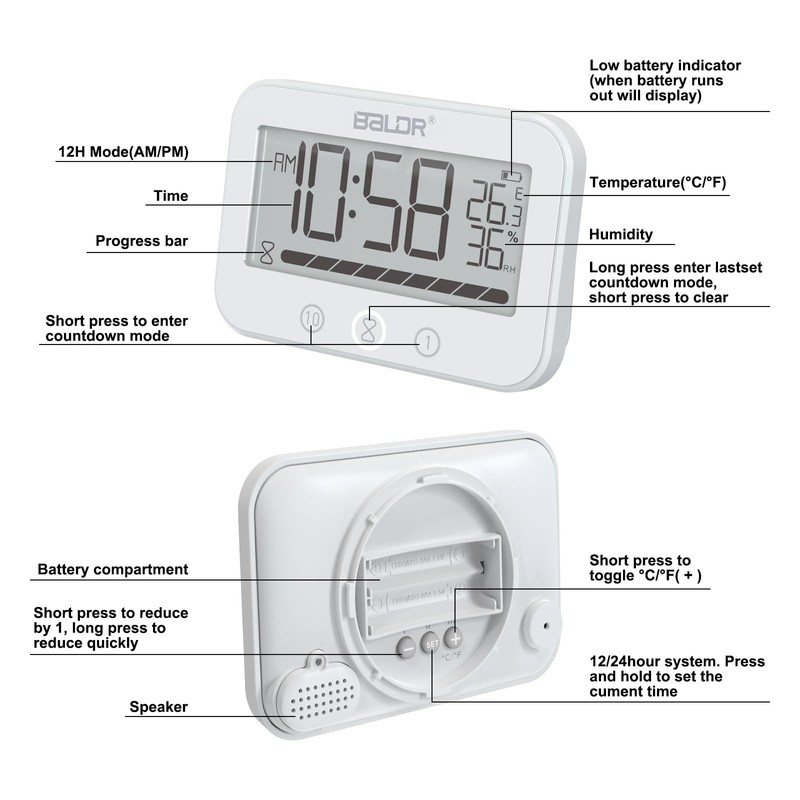 ALEENFOON Digital Bathroom Clock, IP54 Waterproof Shower Clock with Temperature