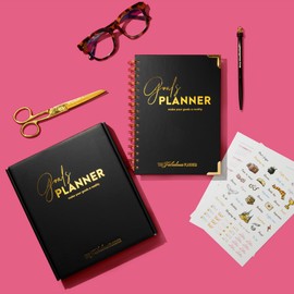 Undated Goal Planner, Daily & Weekly Organizer & Productivity Planner with Goal Setting Worksheets, To Do lists Journal, Notes & Ideas Pages, A5 Size (Black)