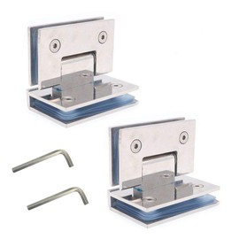 Set of 2 NUZAMAS Frameless Glass Door Hinges, Brackets Panels to Panels, Shower Door Hinge Glass Panel Mounted Suitable 8-12mm Glass Panel, 80-100cm Door, 90 Degree Close and Open