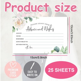 Bridal Shower Advice and Wishes Cards – 50-Pack – 15x10cm Premium Thick Cardstock – Elegant Game for Weddings, Engagement Parties, and Keepsake Guestbooks – Simple & Memorable Activity for G