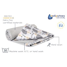 Medi Partners Baby Blanket Newborn Pram Soft 100% Cotton 75x100 Cot Toddler Comfort universal Cuddly Fluffy Crawling Plush bilateral Blankets (Hedgehogs With Grey Waffle)