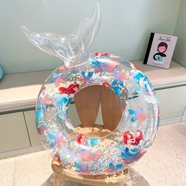 Transparent Sequin Mermaid Inflatable Swim Ring - Adult & Kids Mermaid + 90 [Suitable for Adults] 30ea