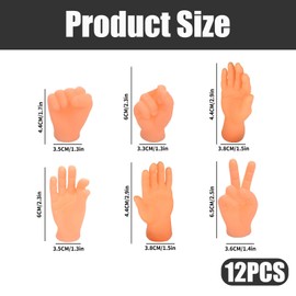 12 Stück Mini Hände für Finger,Hände Fingerpuppe Set,Scherzartikel für Erwachsene,Coole Sachen,Kleine Hände für Finger,Party Gadgets,Weird Gummihand für Party & Scherzartikel und Geburtstagsfeiern
