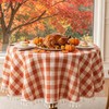 Round Fall Gingham Tablecloth 60 inch, Orange Cotton Linen Style