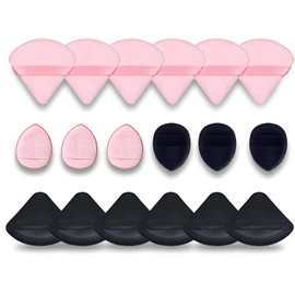 Lumbor37 Borlas para Maquillaje, Set de 18 Esponjas de Polvo Triangulares para Polvos Facial, Esponja de Maquillaje de Terciopelo Suave, Polvo Suelto de Base Cosmética Esponja de Belleza Herramientas de Maquillaje