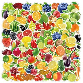 AUCEKO Pack of 100 Fruit Stickers Pack Vegetable Sticker Set Waterproof Vinyl Stickers for Laptop Children Cars Motorcycle Bicycle Skateboard Luggage Suitcase Computer Sticker Graffiti Decal