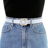 Allegra K Womens Pearl Waistband Skinny Leather Adjustable Pin Buckle