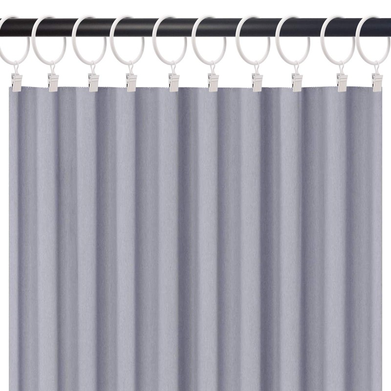 20 Pack White Curtain Rings with Clips, Curtain Hooks Hangers