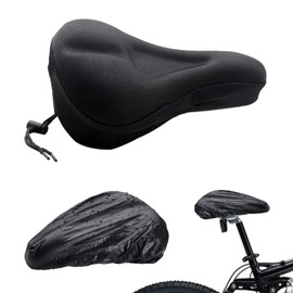 strrng Bike Seat Cushion,Black Soft and Comfortable Bike Seat Cover,Water Dust Resistant Bikes Saddle Cushion,Gel Seats Cover for Men Women,Compatible with Indoor and Outdoor Bicycles.(Black)