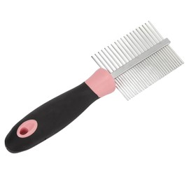 Dog Grooming Comb, Double Sided Pet Brush Stainless Steel Round Wide Dense Teeth Metal Pet Combs for Dogs Cats