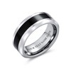 Simple Two Tone Black Center Couples Titanium Wedding Band Ring