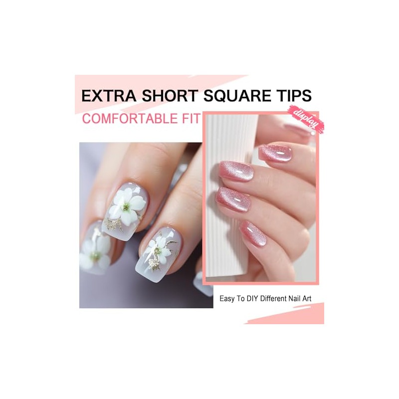 Puntas de uñas cuadradas extracortas de cobertura completa - 216