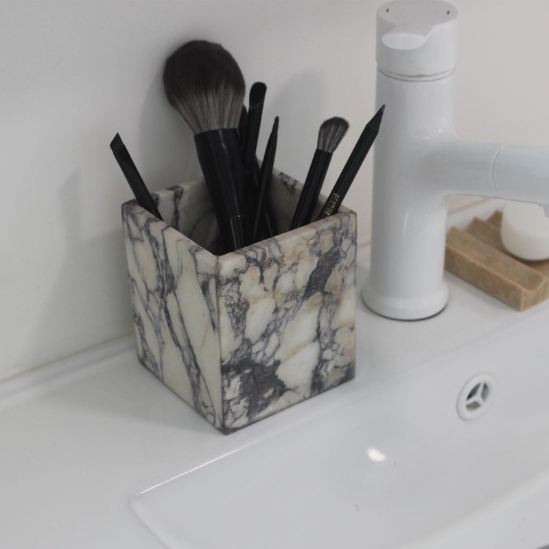 Genuine Calacatta Viola Marble Toothbrush Holders for Bathroom, Natural Marble