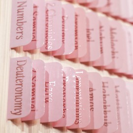 Bible Tabs for Journaling Supplies, Pink for Women and Girls, Laminated Rose Gold Large Print Index Tabs Old and New Testament for Study