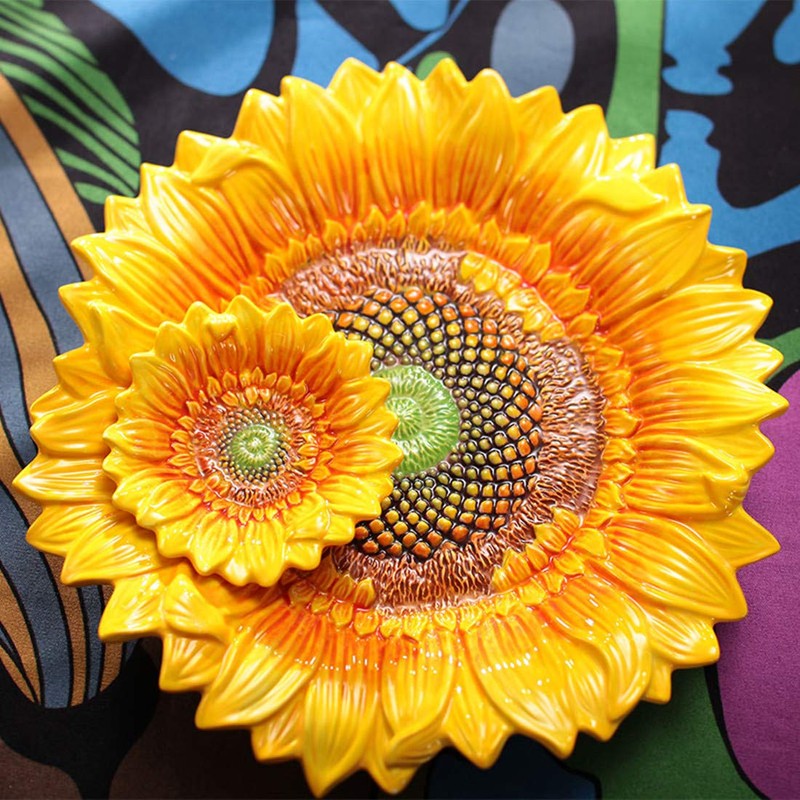 FORLONG Ceramic Chip & Dip Platter,11 inches Double Layer Hand-painted