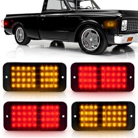 Bestview Side Marker Light Assembly Compatible with 1968-1972 Chevy C/K Series C10 GMC Series C1500 Suburban Blazer Jimmy Pickup Trucks, Amber Front & Red Rear Bumper Lamps, Smoked Lens 4PCS