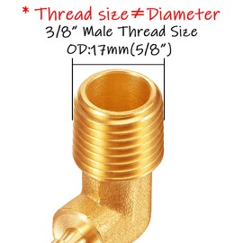 Uenede Brass 3/8" NPT Male to 1/4" Hose Barbed Fittings Elbow, 3PCS