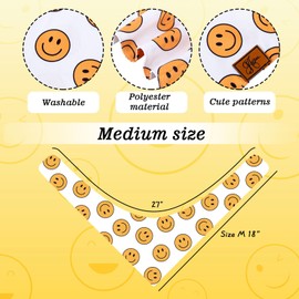 JarThenaAMCS 2Pcs One Happy Dude Dog Bandana Boho Smile Face Checkerboard Print Fabric Pet Scarf Medium Sizes Adjustable Pet Neckerchief Dog Bibs for Birthday Costume Accessories