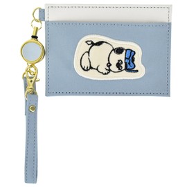 Marimocraft snoopy0481 Snoopy Pass Case, Commuter Pass Case, Reel Included, Applique Card Case, Simple, Compact, blue (SPIK-353)