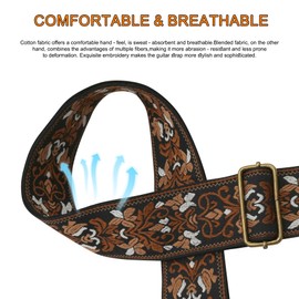 Adjustable Guitar Strap,Comfortable and durable Jacquard Embroidery Cotton Guitar Straps with Crazy Horse Leather Ends and Strap Button,2 Strap Locks and 4 Guitar Picks for Bass, Electric & Acoustic
