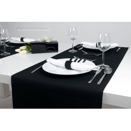 Lemos Home Cotton Table Runner 45 x 150 mm, Black , 45x150 cm